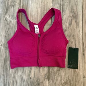 NWT 90 Degree By Reflex Seamless Katie Zip Bra Festival Fuchsia